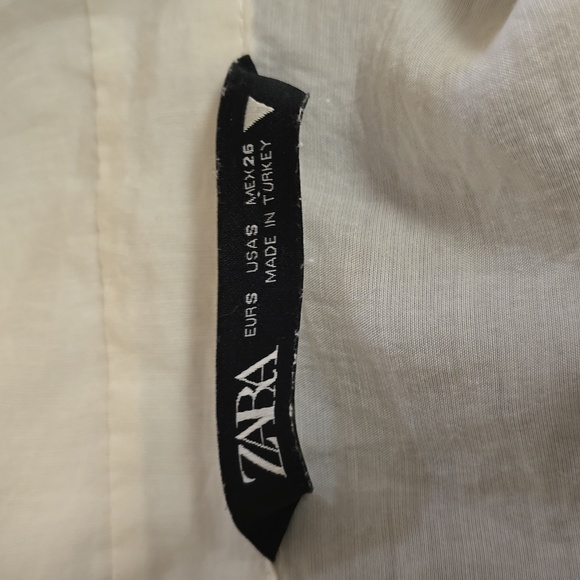 Zara White Ruched Shirt Dress - Picture 6 of 7